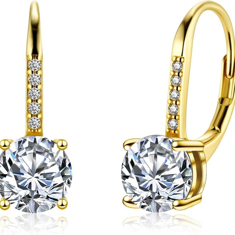 Moissanite Earrings Sterling Silver Dangle White Gold Plated 2.0ct Women